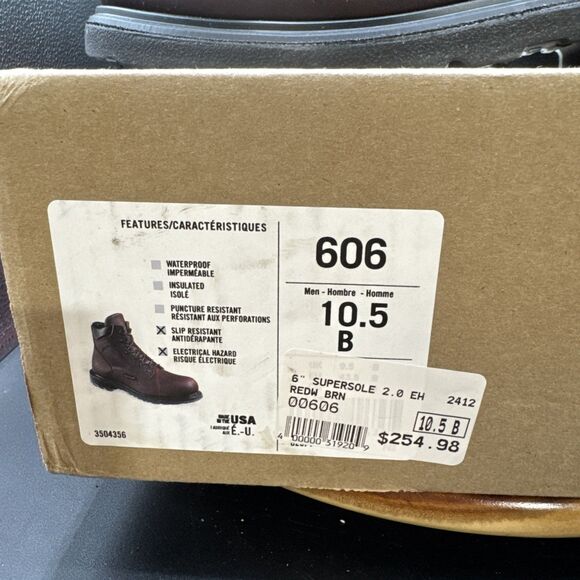 Red Wing 606 Supersole 2.0 Mens Size 10.5 B Work Boots Brown Leather Soft Toe - Picture 2 of 9